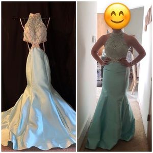 Aqua satin Studio17 Mermaid dress